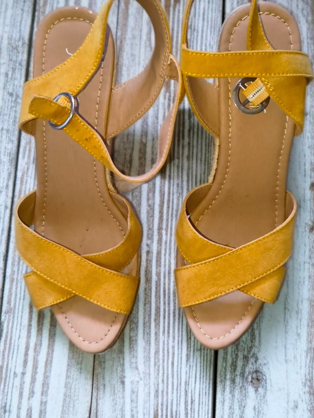 Yellow Espadrille Wedge Sandals - Women's Summer Heels
